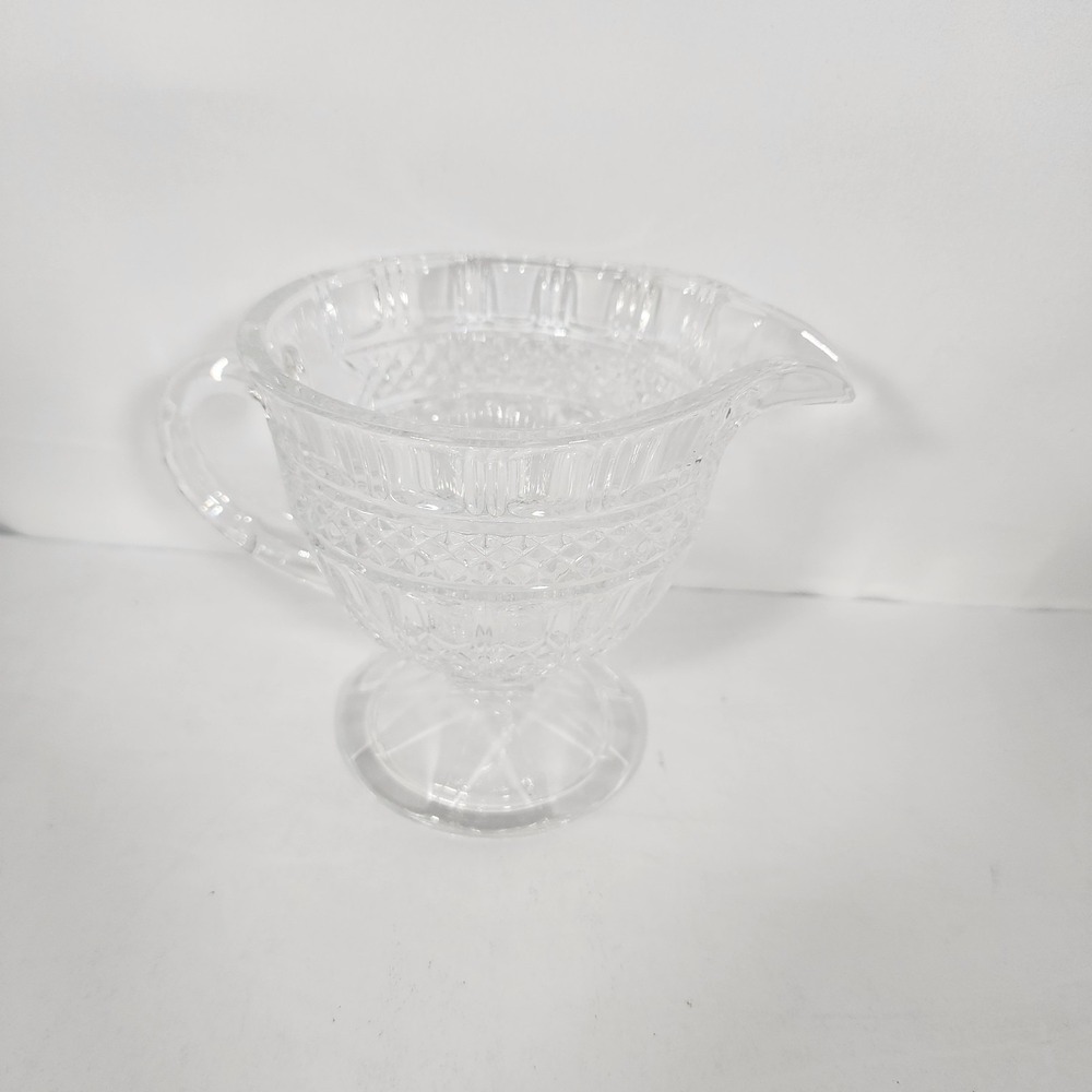 Vintage Clear Pressed‎ Glass Footed Gravy Boat Sauce Server Pedestal 6"
